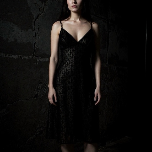 Vintage Dior Black Jacquard Sheer Monogram Logo dress by John Galliano - Picture 4 of 13